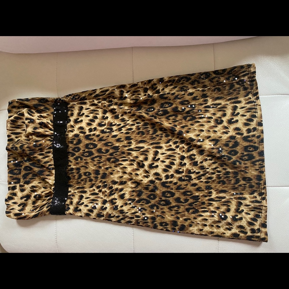 Leopard Print Tube top sequin dress